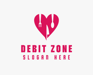 Pink Heart Utensil Restaurant logo design