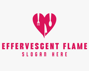 Pink Heart Utensil Restaurant logo design