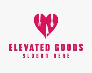 Pink Heart Utensil Restaurant logo design