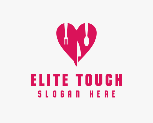 Pink Heart Utensil Restaurant logo design