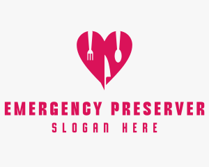 Pink Heart Utensil Restaurant logo design