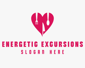 Pink Heart Utensil Restaurant logo design