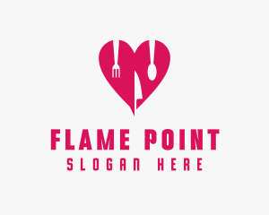 Pink Heart Utensil Restaurant logo design