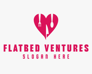 Pink Heart Utensil Restaurant logo design