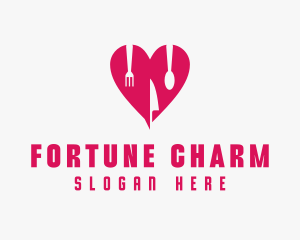 Pink Heart Utensil Restaurant logo design