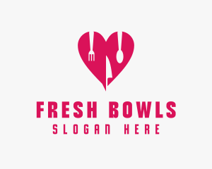 Pink Heart Utensil Restaurant logo design