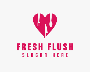 Pink Heart Utensil Restaurant logo design