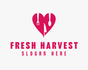 Pink Heart Utensil Restaurant logo design