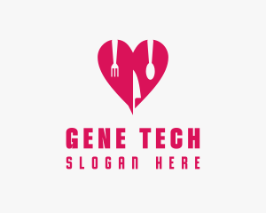 Pink Heart Utensil Restaurant logo design