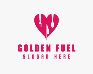 Pink Heart Utensil Restaurant logo design