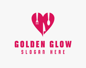 Pink Heart Utensil Restaurant logo design