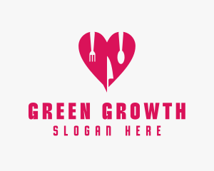 Pink Heart Utensil Restaurant logo design