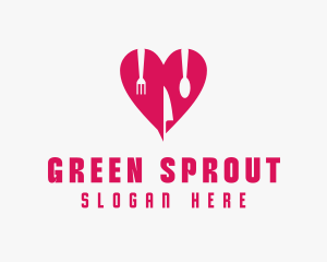 Pink Heart Utensil Restaurant logo design