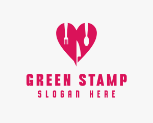 Pink Heart Utensil Restaurant logo design