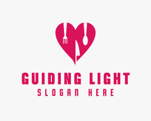 Pink Heart Utensil Restaurant logo design