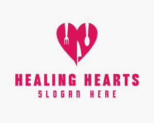 Pink Heart Utensil Restaurant logo design