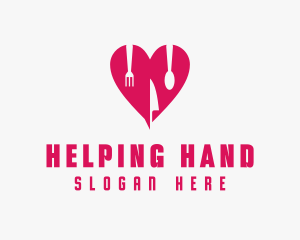 Pink Heart Utensil Restaurant logo design