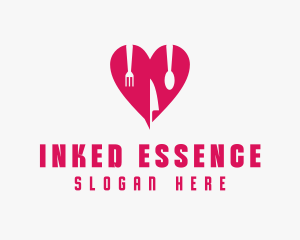 Pink Heart Utensil Restaurant logo design