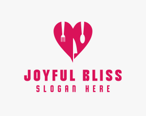 Pink Heart Utensil Restaurant logo design