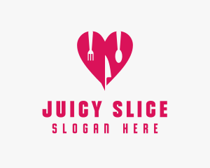 Pink Heart Utensil Restaurant logo design