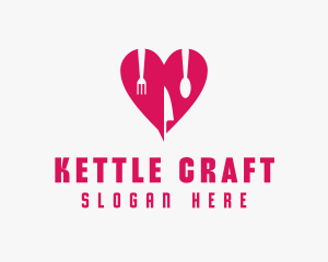 Pink Heart Utensil Restaurant logo design