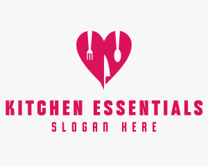 Pink Heart Utensil Restaurant logo design