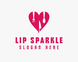 Pink Heart Utensil Restaurant logo design