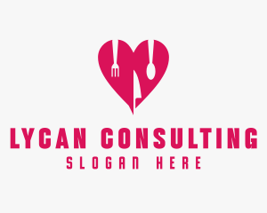 Pink Heart Utensil Restaurant logo design