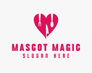 Pink Heart Utensil Restaurant logo design