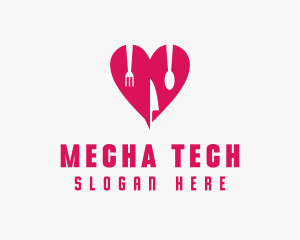 Pink Heart Utensil Restaurant logo design