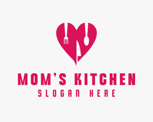 Pink Heart Utensil Restaurant logo design