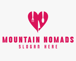 Pink Heart Utensil Restaurant logo design