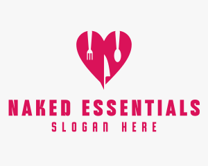 Pink Heart Utensil Restaurant logo design