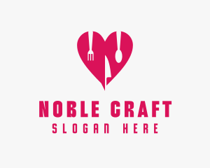 Pink Heart Utensil Restaurant logo design