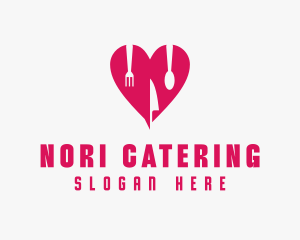 Pink Heart Utensil Restaurant logo design