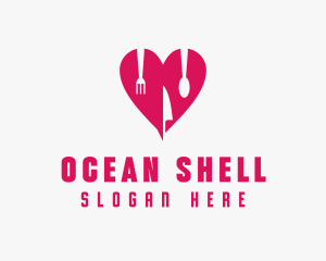 Pink Heart Utensil Restaurant logo design