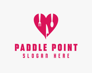 Pink Heart Utensil Restaurant logo design