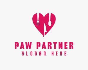 Pink Heart Utensil Restaurant logo design