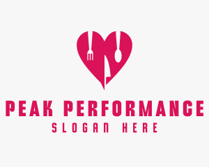 Pink Heart Utensil Restaurant logo design