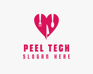 Pink Heart Utensil Restaurant logo design