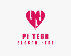 Pink Heart Utensil Restaurant logo design