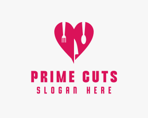 Pink Heart Utensil Restaurant logo design