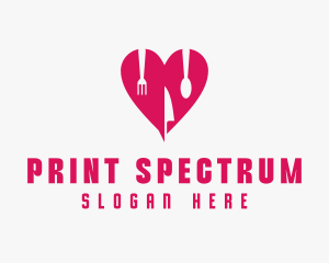 Pink Heart Utensil Restaurant logo design