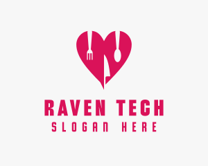 Pink Heart Utensil Restaurant logo design