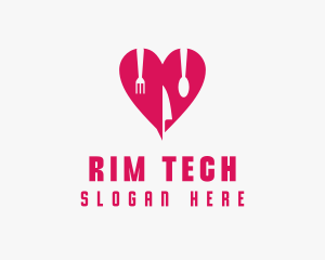 Pink Heart Utensil Restaurant logo design