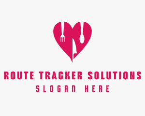 Pink Heart Utensil Restaurant logo design