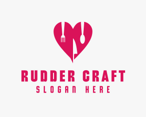 Pink Heart Utensil Restaurant logo design