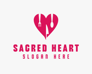 Pink Heart Utensil Restaurant logo design