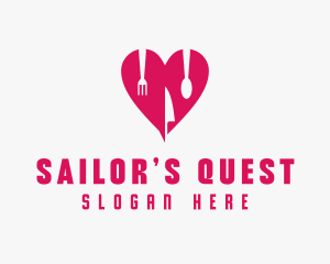 Pink Heart Utensil Restaurant logo design