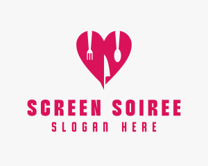 Pink Heart Utensil Restaurant logo design